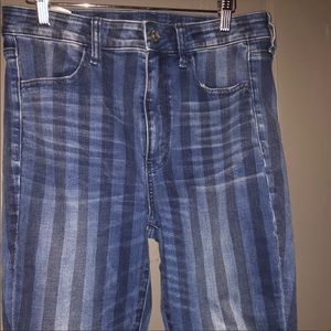 American Eagle Blue Striped Jeans 12